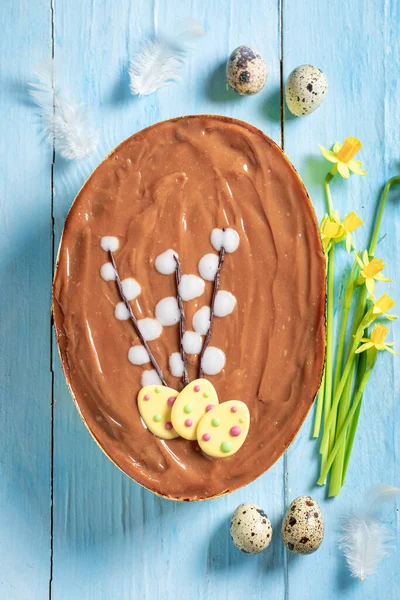 Hausgemachter Osterkäsekuchen Form Eines Eies — Stockfoto