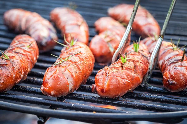 Tasty Sausage Hot Grill Spices Herbs — Stock Photo, Image