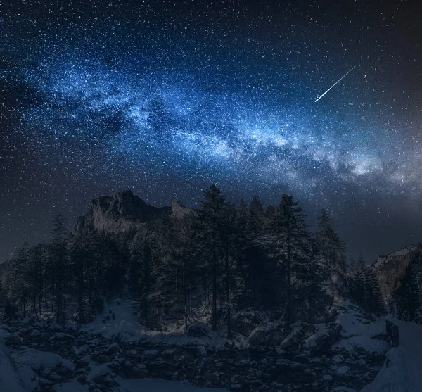 Voie Lactée Dessus Vallée Koscieliska Tatras Hiver — Photo