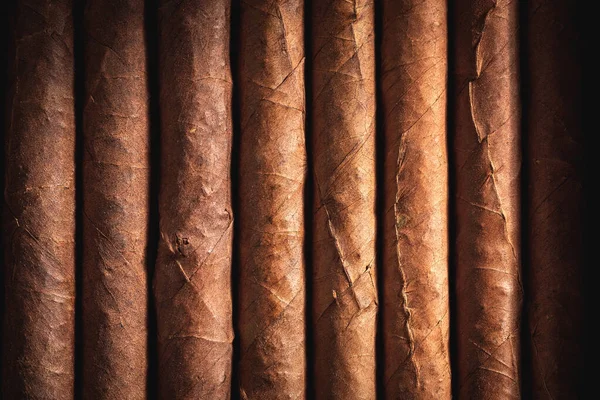 Top View Cigars Rustic Box Background — Stock Photo, Image