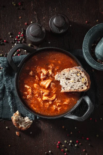 Warme Pannensoep Smaak Gebracht Met Een Mix Van Paprika — Stockfoto