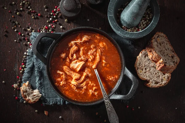 Fűszeres Pacal Leves Marha Zöldségből — Stock Fotó