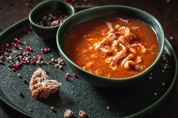 Delicious tripe soup made of beef and vegetables — Stock Image Delicious Tripe Soup Made Beef Vegetables Stock Image