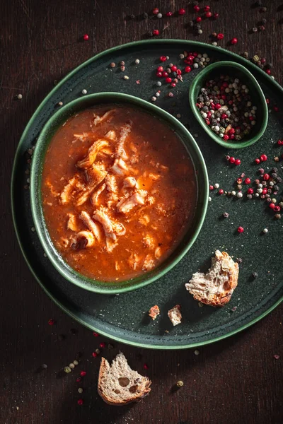 Enjoy your tripe soup seasoned with a mix of peppers — Stock Image Enjoy Your Tripe Soup Seasoned Mix Peppers Royalty Free Stock Photos
