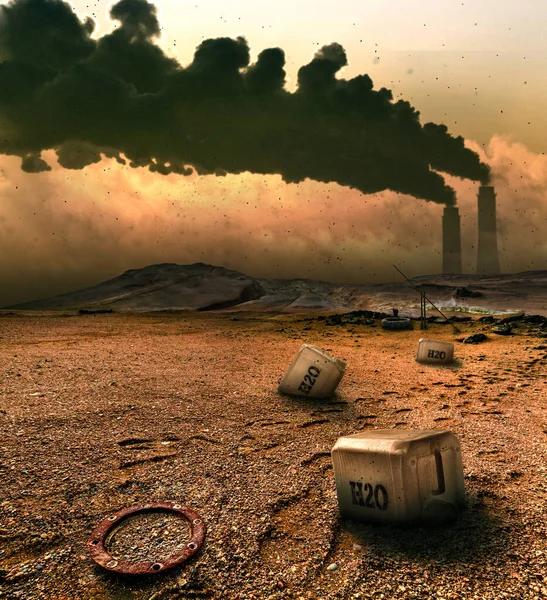 Water Pollution Post Industrial Areas World 2050 Year — Stock Photo, Image
