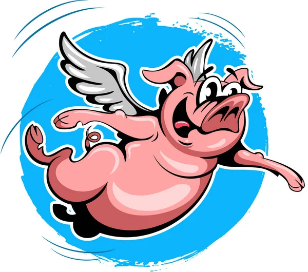 Мультяшная летающая свинья — стоковое фото