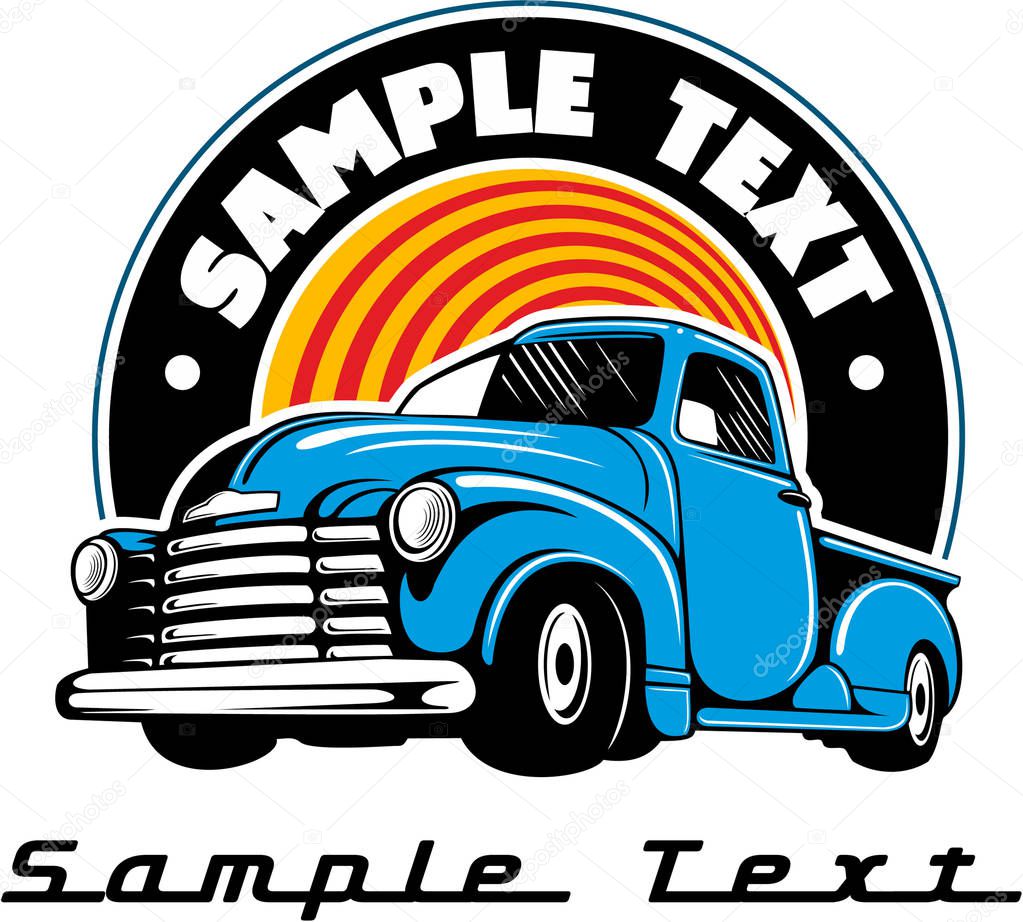 Download Vintage Blue Chevy Truck Vintage Car Vector Logo — Stock ...