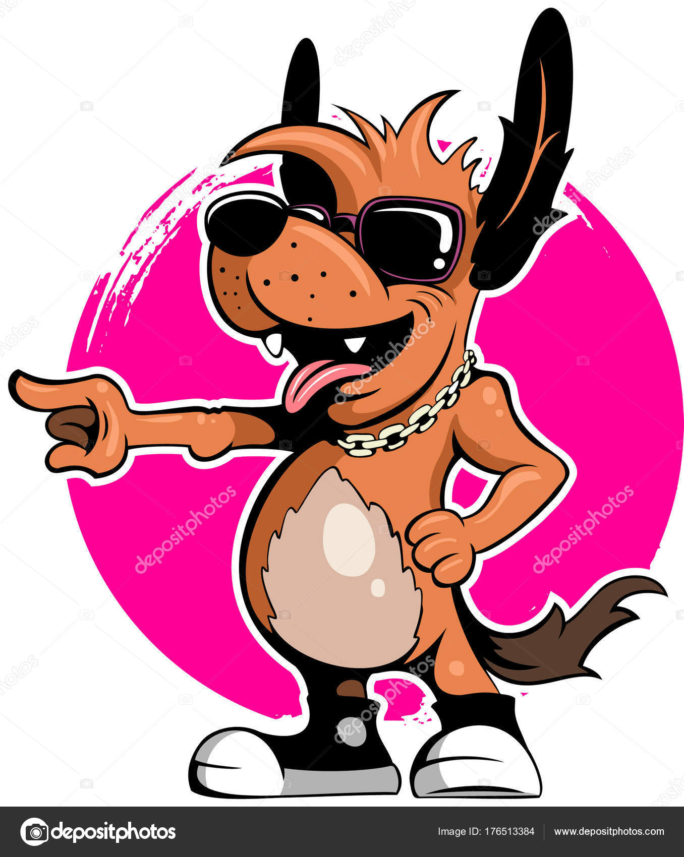 Chien Rouge Style Dessin Animé Avec Les Lunettes Soleil
