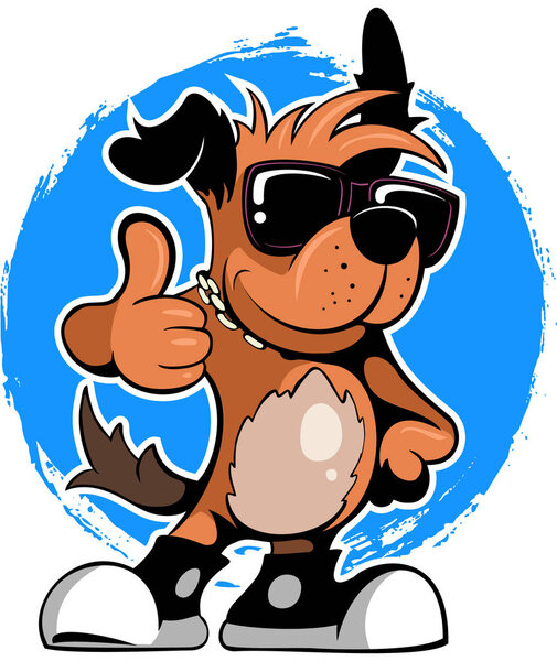 Cartoon style red dog with the sunglasses, vector cartoon character.