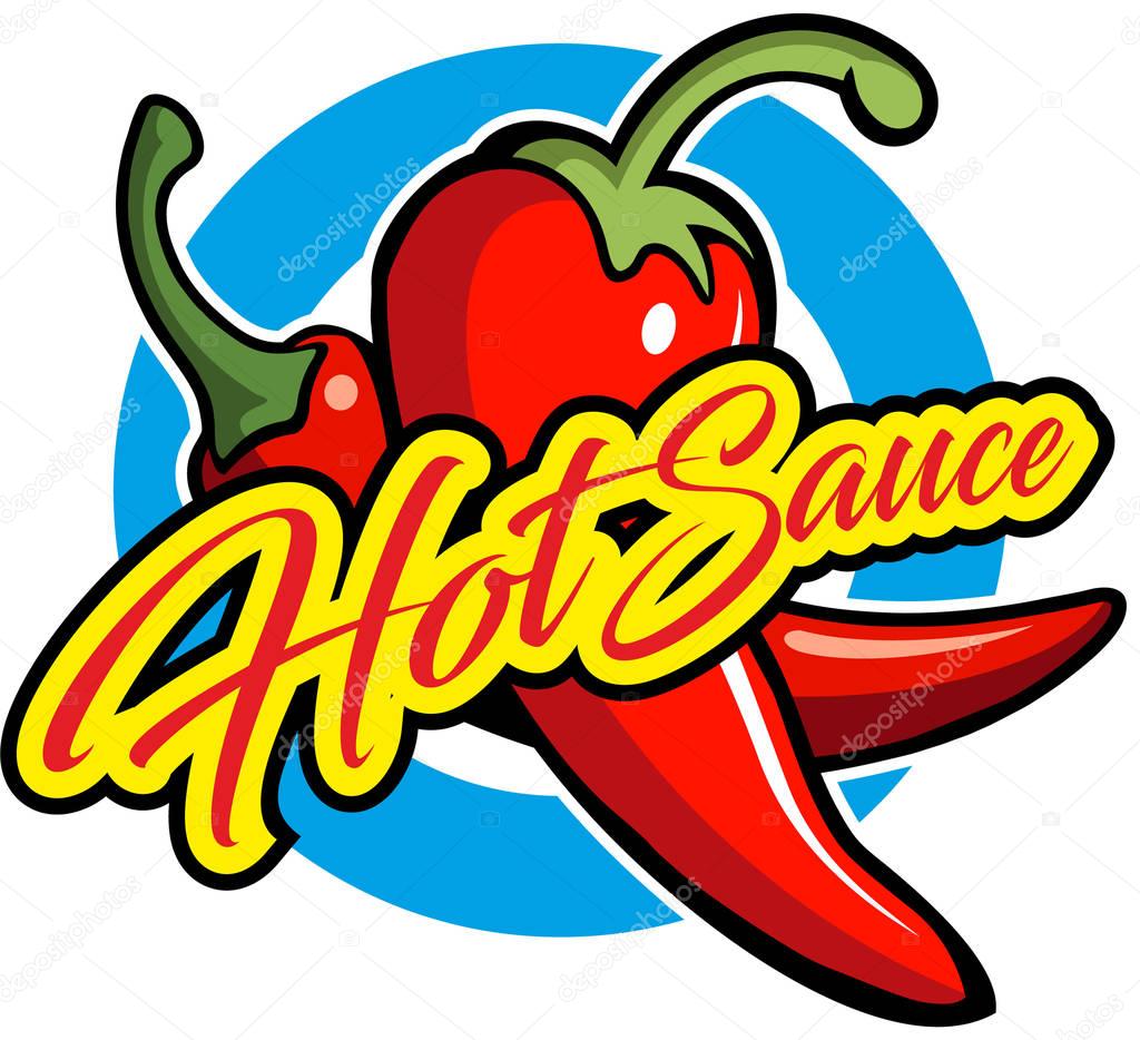 Hot red pepper vector clipart, hot sauce vector logo.