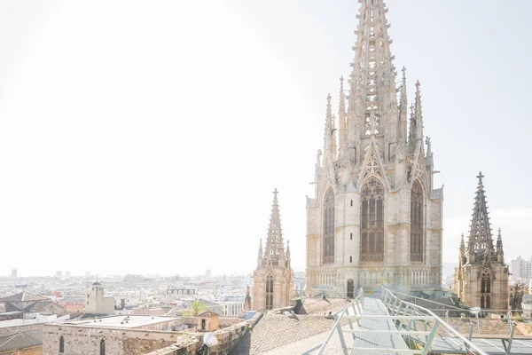 Panorama z dachu katedry w Barcelonie, Hiszpania — Zdjęcie stockowe