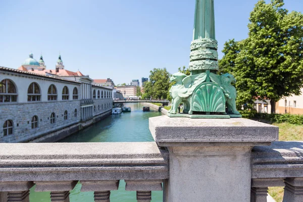 Vista dal ponte del drago a Lubiana, Slovenia — Foto Stock