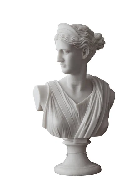 White head marble statue of roman Ceres or greek Demeter isolated on white — Stock Photo, Image