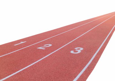 Atletizm Stadyumu üzerinde beyaz izole çalıştıran, parça numarası