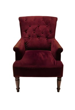 Vintage lüks mor koltuk, kanepe beyaz arka plan üzerinde izole