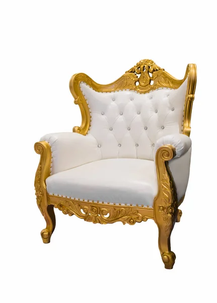 Vintage Luxe Wit Fauteuil Bank Geïsoleerd Witte Achtergrond — Stockfoto