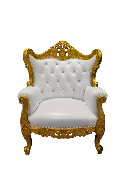 Vintage Luxuriöser Weißer Sessel Couch Isoliert Auf Weißem Hintergrund — Stockfoto