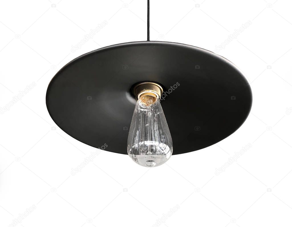 Black ceiling luminaire isolated on white, light fixture or light fitting