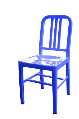 Mavi renkli modern sandalye beyaz arkaplanda izole