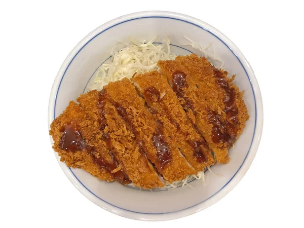 Tonkatsu 돼지고기 커플릿으로 구성된 요리로 일본의 우스터셔 소스와 양배추와 — 스톡 사진