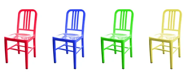 Cadeira Moderna Cor Mista Vermelho Azul Verde Amarelo Isolado Fundo — Fotografia de Stock