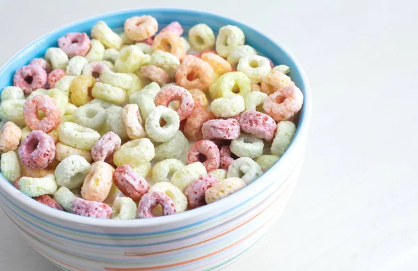 Delicious Nutritious Colorful Cereal Fruit Favor Colorful Bowl Isolated White — Stock Photo, Image