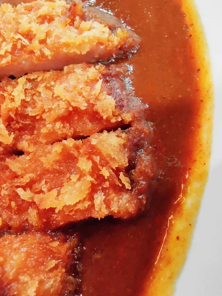 Κοντινό Πλάνο Του Katsu Curry Don Ιαπωνικό Katsu Κάρυ Σερβίρεται — Φωτογραφία Αρχείου