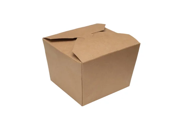 Pudełko Prezenty Tekturowe Pudełko Towary Lub Żywność Izolowane Białym Tle — Zdjęcie stockowe