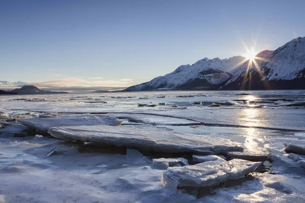 Ledové Chilkat západ slunce — Stock fotografie