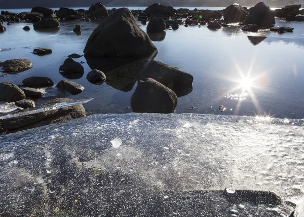 Spiaggia di ghiaccio al tramonto — Foto Stock