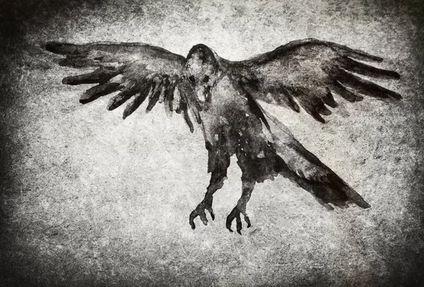 Raven ilustracja z teksturą — Zdjęcie stockowe