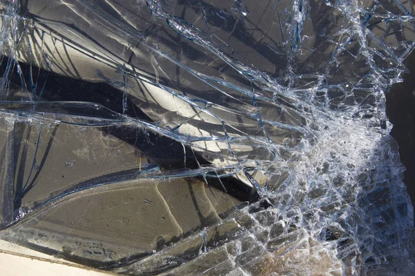 Smashed auto glass close up — Stock Photo, Image