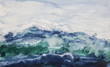 Okyanus dalgaları suluboya 