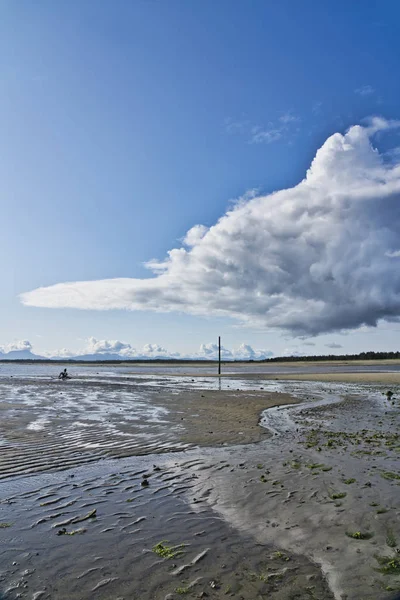 Stort moln med reflektion vid Salmon River Estuary — Stockfoto