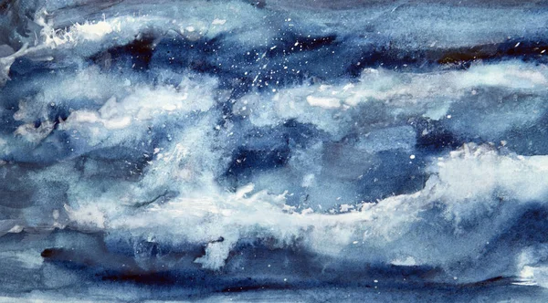 Watercolor painting of ocean waves abstract texture.
