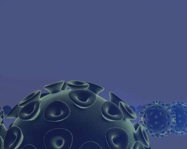 Virus Azul Verde Con Espacio Copia Creado Por Modelado — Foto de Stock
