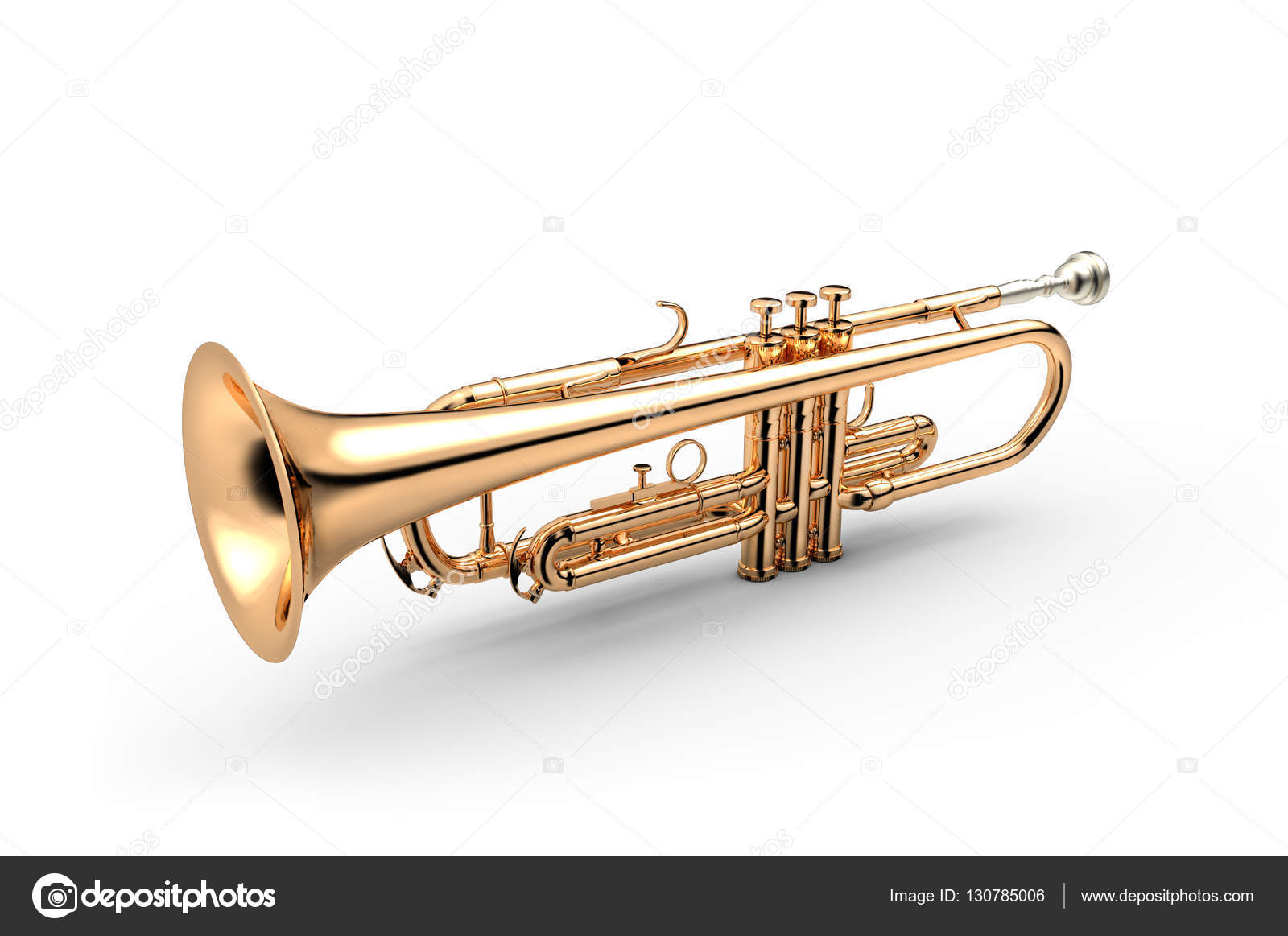 Trumpet classical instrument isolated on white Stock Photo by