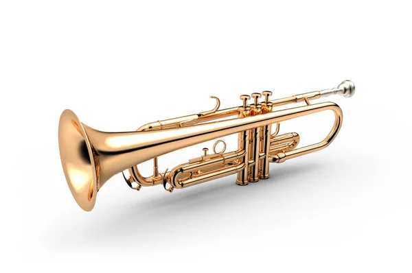 Instrumento clássico trompete isolado sobre branco — Fotografia de Stock