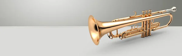 Zlatá trumpeta nápis — Stock fotografie