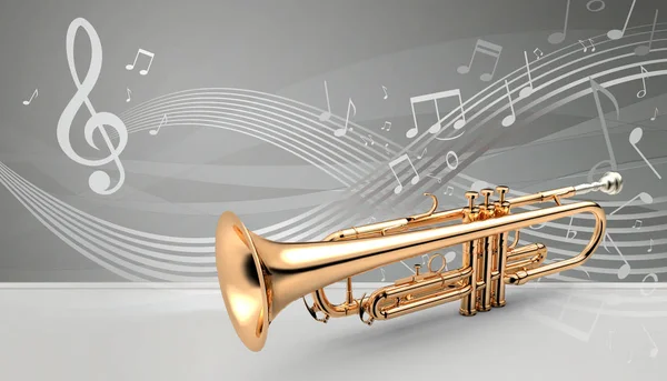 Banner de trompete, ilustração 3D — Fotografia de Stock