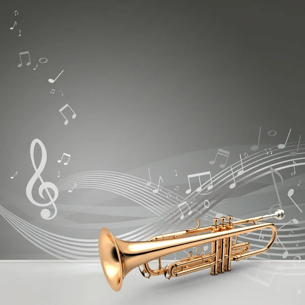 Trumpet banner, 3D illustration — Stock Photo, Image