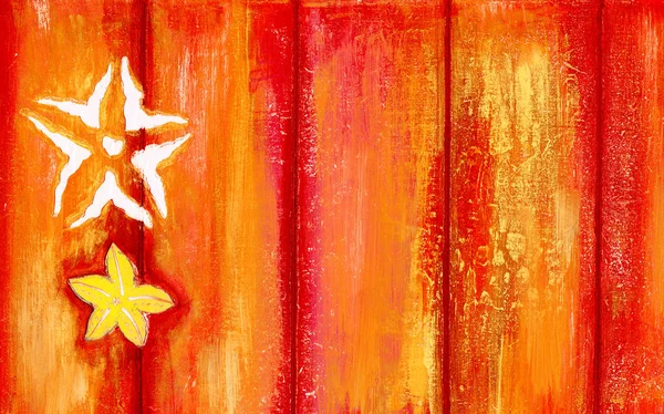 Starfishes on peeling paint wooden background — Stock Photo, Image