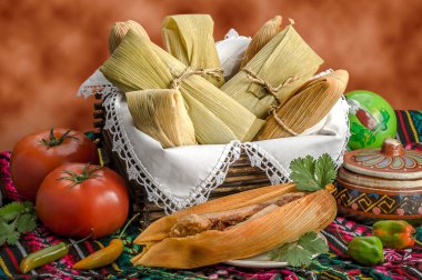 Meksika tamales Mısır ve tavuk