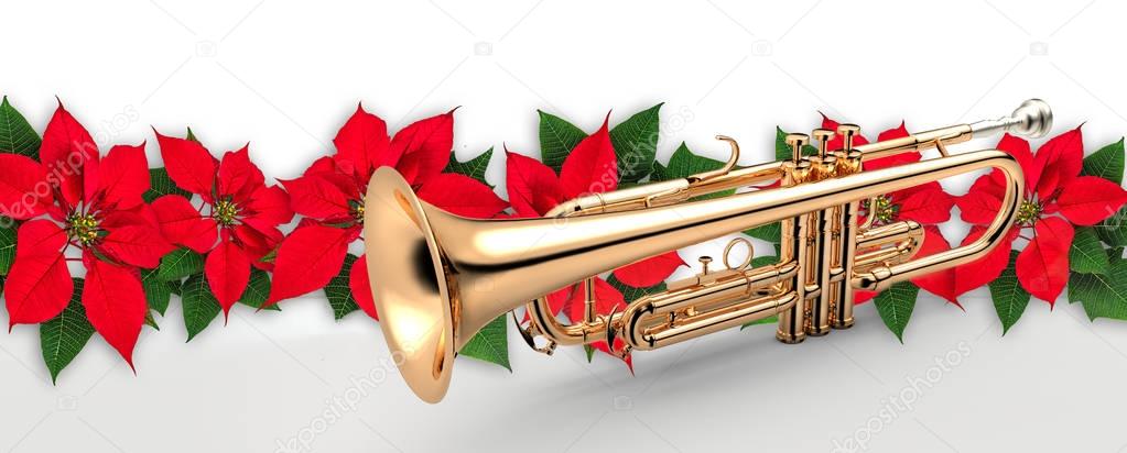Trumpet with Red Poinsettia flowers