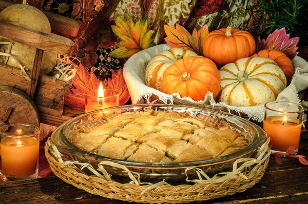 Benedizione del Ringraziamento Celebrazione, Zucche, Foglie — Foto Stock