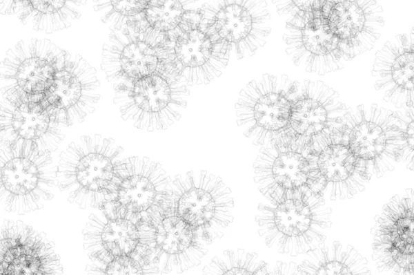 コロナウイルスCovid 19黒 白イラスト背景 — ストック写真