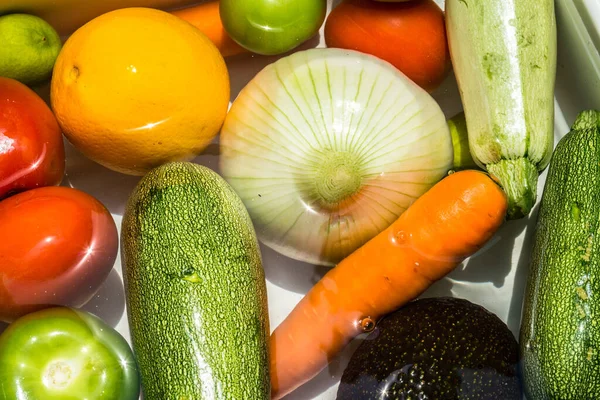 Lavagem Frutas Legumes Água Com Sabão Para Desinfecção Por Coronavírus — Fotografia de Stock