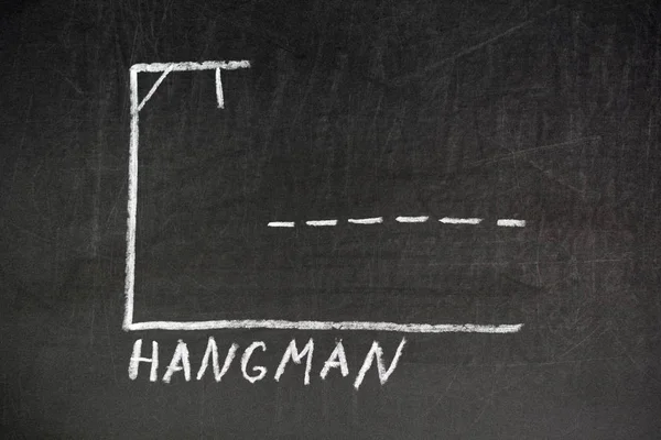 Hangman Chalk Writing on Old Grunge Chalkboard Background