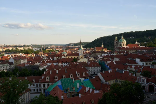 Top view - roofs with red tiles in old buildings — Stockfoto