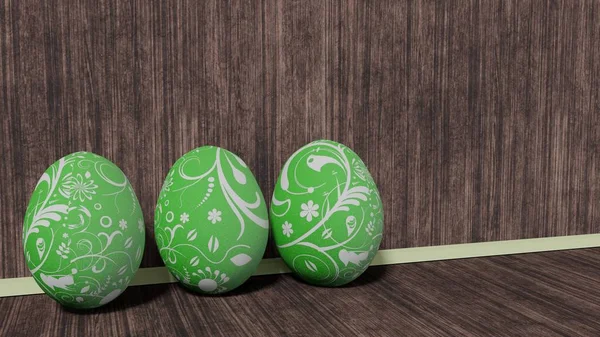 Üç yeşil Paskalya yortusu yumurta Telifsiz Stok Fotoğraflar